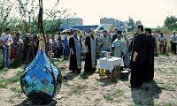 Освящение купольного креста в&nbsp;деревне Новое