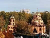 Установка креста на колокольню Екатерининского храма Балашихи