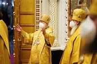 Митрополит Крутицкий и Коломенский Павел и архиереи Московской митрополии сослужили Святейшему Патриарху Кириллу за Божественной литургией в Храме Христа Спасителя