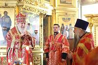 Архиерейское богослужение в Успенском храме села Богослово
