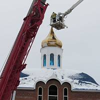 Установка купола и креста в Давыдово