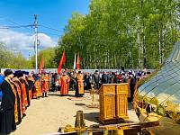 Освящение креста для строящегося Георгиевского храма в Павловском Посаде 