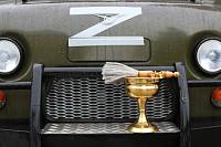 Освящение автотранспорта и гуманитарного груза перед отправкой на Донбасс