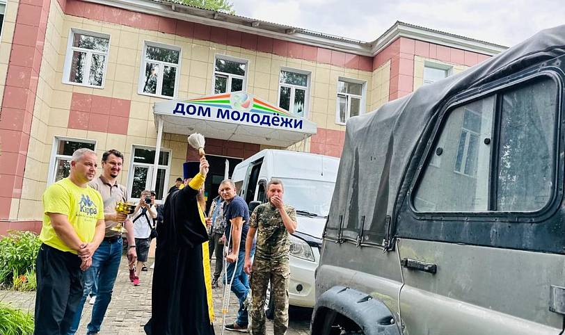 Молебен перед отправкой гуманитарного груза в Электрогорске