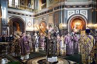В четверг Страстной седмицы Предстоятель Русской Церкви совершил Литургию в Храме Христа Спасителя
