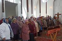 Первая Литургия в строящемся храме деревни Мизиново