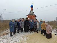 Освящение купола для часовни в деревне Соболево