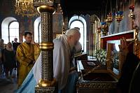 Соборное служение Божественной литургии архиереями Московской митрополии в Богоявленском соборе города Ногинска