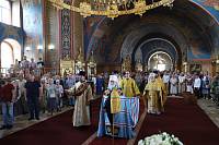 Соборное служение Божественной литургии архиереями Московской митрополии в Богоявленском соборе города Ногинска