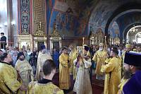Соборное служение Божественной литургии архиереями Московской митрополии в Богоявленском соборе города Ногинска