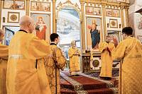 Архиерейское богослужение в Преображенском храме деревни Андреевские выселки