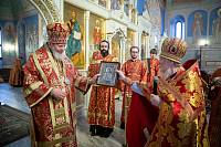 Архиерейское богослужение в Ксениевском храме деревни Медвежьи Озёра